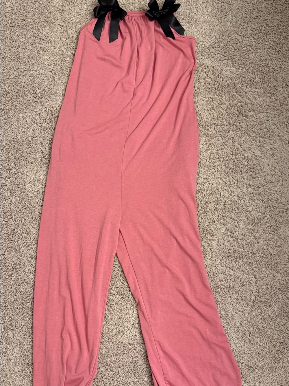 Women’s Pink Sleeveless Jumpsuit with Bow Shoulder Ties